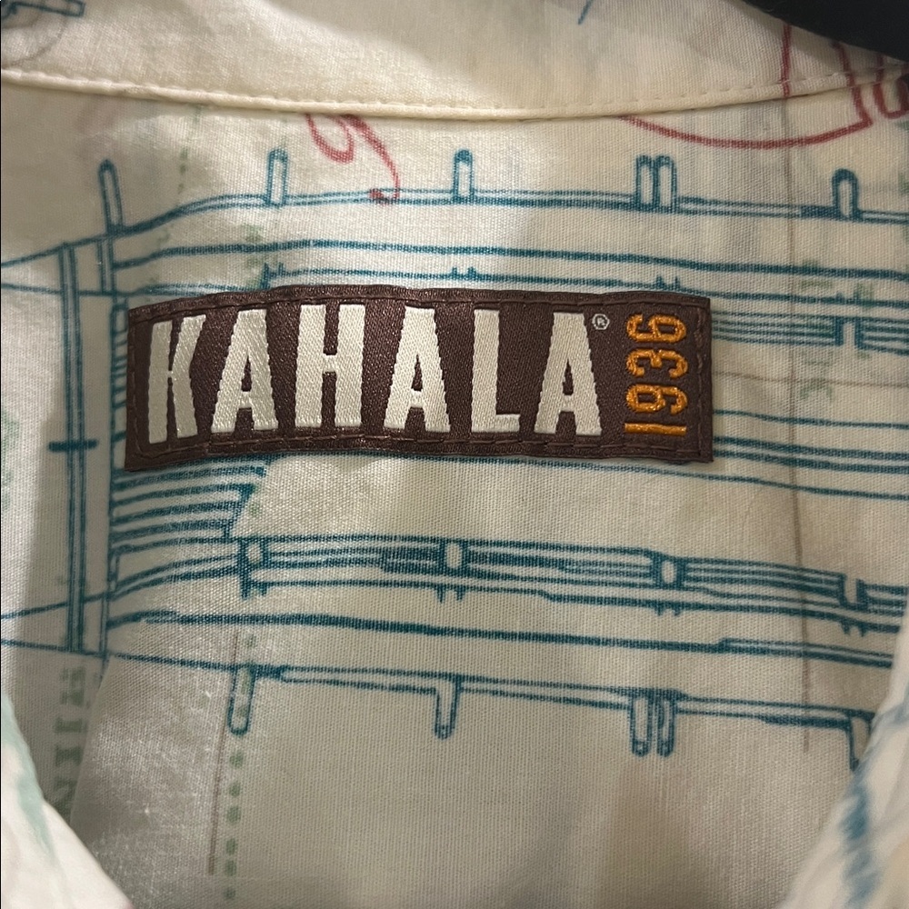 Kahala Aloha Shirt medium nautical Hawaii map - Picture 2 of 5